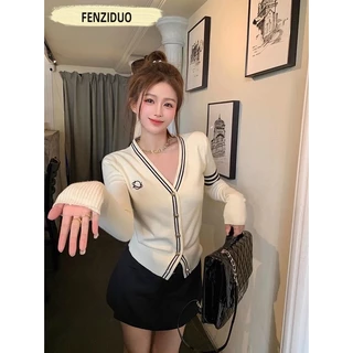 FENZIDUO Áo Len áo khoác cardigan hàn quốc Korean Stylish Dễ thương WMY2393F7Z 40Z231007