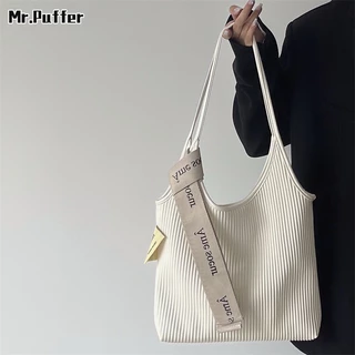 Mr.puffer Túi tote Sức Chứa Lớn Thiết Kế Xếp Ly Cá Tính Cho Nữ