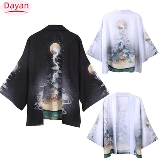 2024! Áo choàng nam nữ Áo khoác Cardigan Kimono Dragon Moon Summer Loose 3 / 4 tay áo chống nắng hàng may mặc