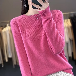 Áo sweater Dệt Kim Chui Đầu Dáng Rộng Tay Dài Khoét Rỗng Nhẹ Nhàng Có Dây Cáp Gân Màu Vàng Mùa Thu Đông Cho Nữ