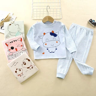 Bộ Đồ Ngủ Dài Tay Bằng cotton Thời Trang Thu Đông Mới Cho Bé Trai Và Gái