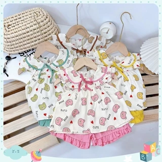 Bộ Cộc Tay Bé Gái, Bộ Hè Bé Gái Chất Liệu Đũi Lạnh Cao Cấp Mềm Mát, Kiểu Dáng Baby Doll Lisa Shop