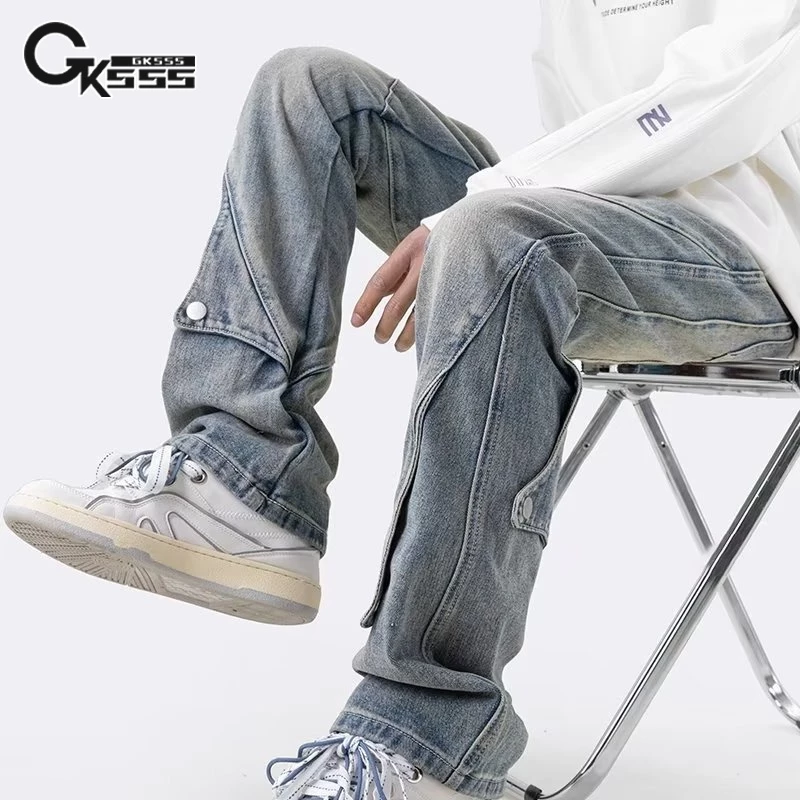 GKSSS   Quần Jean Dài Trung Tính Dáng Rộng Phong Cách Mỹ Cổ Điển Hợp Thời Trang Mới Cho Cả Nam Và Nữ
