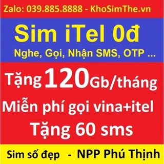 Sim itel, Sim 0đ , Ưu đãi Tặng 4Gb/ngày miễn phí cuộc gọi, SMS, data... thuận tiện nhận sms, otp