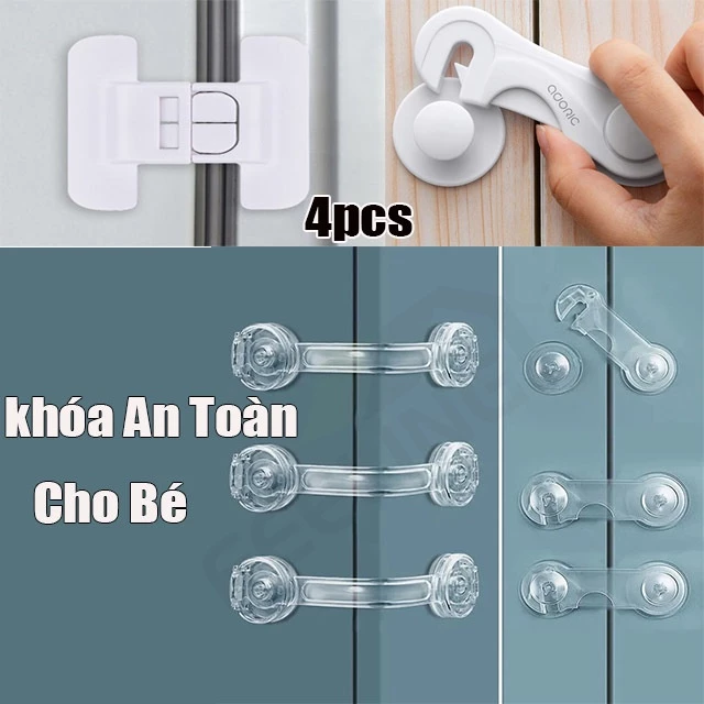 FEELING 4PCS Khóa An Toàn Cho Bé, Khóa An Toàn Cho Bé Trẻ Em Cho Cửa Tủ Lạnh, Khóa Cửa Tủ, Cửa Hộc Kéo, Khóa Cửa Tủ Lạnh Mở Đóng Bảo Vệ Trẻ Em