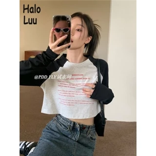 Halo  Luu áo phông áo thun nữ croptop baby tee Thời trang hàn quốc A29J2DC 37Z230911