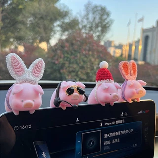 Cute Piggy Car Decoration Personalized Creative Car Interior Dashboard Display Screen Doll Car Interior Accessories Trang trí xe hơi UMzj