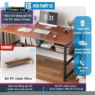 Combo Bàn học lắp ghép có kệ để sách, bàn làm việc văn phòng gỗ kèm kệ kê màn hình máy tính chống gù mỏi vai gáy