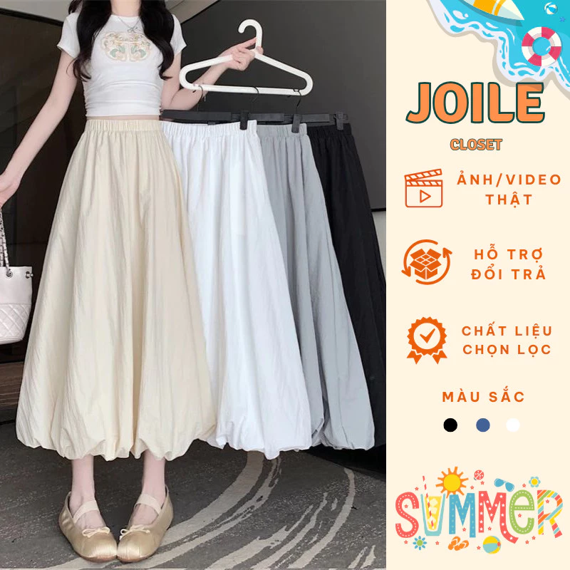 Chân váy bí ngô vải gió mềm, váy bí ngô dài 80cm nữ tính phong cách Joile_Closet