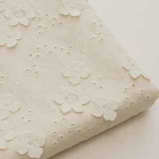 Vải cotton Nguyên Chất Thêu Hoa Ba Chiều Dùng May Đầm Sơ Mi diy