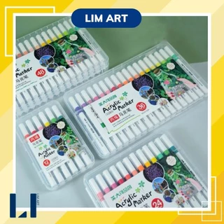 Bút màu Acrylic Marker Cao Cấp 12/24/36/48 màu, bút sơn Acrylic chống nước vẽ trên mọi chất liệu