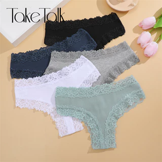 Take Talk  Quần Lót Cotton Phối Ren Không Đường May Quyến Rũ Cho Nữ