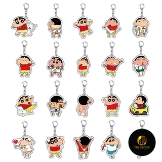 Crayon Shin-chan. Móc khóa hai mặt acrylic. Nohara Shinnosuke. Nohara Miya. Mặt dây chuyền họa tiết hoạt hình.