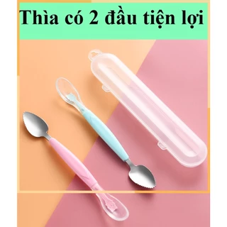 Thìa nạo hoa quả 2 đâu cho bé ăn dặm  Thìa ăn dặm cho bé