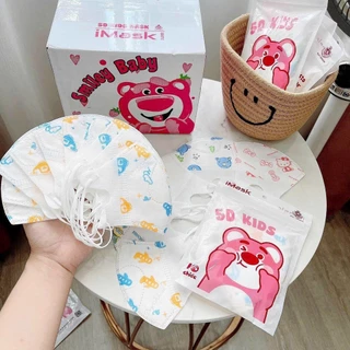 Hope New.Store-Khautrang&Giay 100 Chiếc Khẩu Trang 5D Kids Gấu Hồng Cho Bé Yêu Dưới 10 Tuổi, Kháng Khuẩn 99,99%