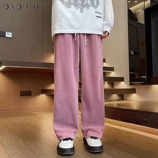 DaDuHey🔥 Men's 2023 New Hong Kong Style Corduroy Straight Casual Pants Autumn and Winter Retro Trendy Fashion Pure Color Loose All-Matching Track Pants