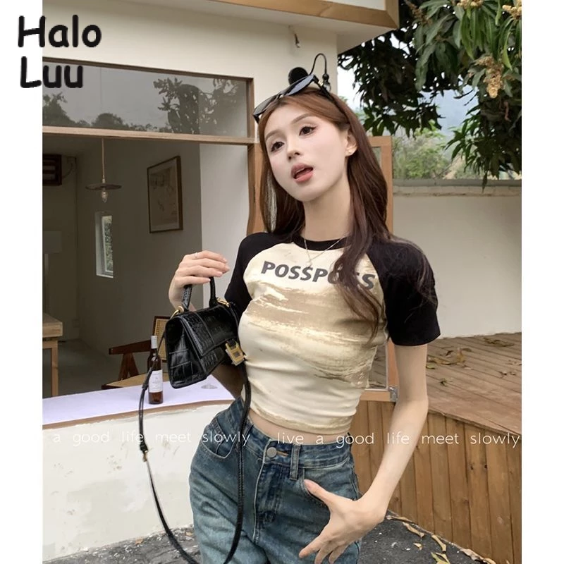 Halo  Luu áo phông áo thun nữ croptop baby tee hàn quốc thời trang Stylish Đơn giản A29J2CF 44Z231030