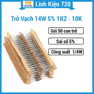 Trở vạch 1/4W 5% 1K2 → 10K (gói 50 con)