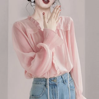 Áo Sơ Mi chiffon Tay Dài Ống Loe Thời Trang Dành Cho Nữ