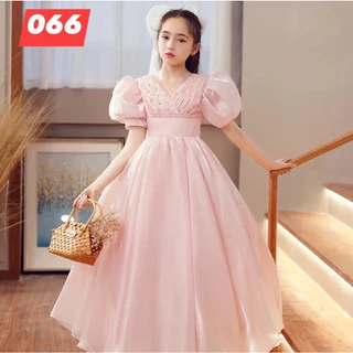 váy công chúa bé gái , váy thiết kế  cho bé gái màu hồng  dài   (mã 066 )