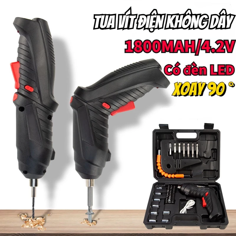[Hàng Sẵn] Bộ máy khoan bắt vít cầm tay pin 1800mah, bộ đồ 47 chi tiết sạc pin tiện dụng, nhỏ gọn, đa năng