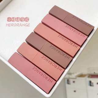 Tiktok hot# HERORANGE small mood lip mud matte durable velvet not easy to fade cheap lip glaze lipstick 8vv