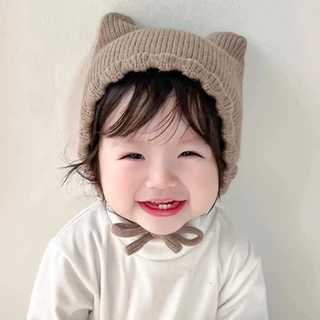 Dễ Thương Mũ beanie Dệt Kim Màu Trơn Mềm Mại Thoải Mái Thời Trang Thu Đông Cho Bé Trai Và Gái