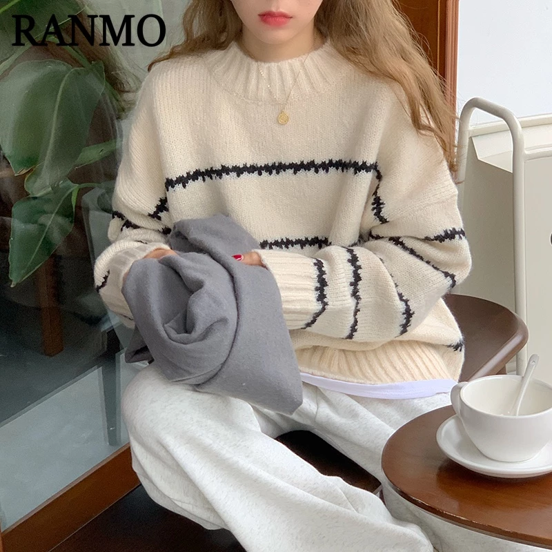 RANMO Áo Len áo khoác cardigan Dễ thương Phong cách Vintage Fashion A21K05M 52Z231226