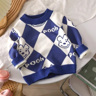 Haoerwu Áo Sweater Vải Nhung Dày Phong Cách Hàn Quốc Thời Trang Thu Đông Cho Bé Trai Và Bé Gái