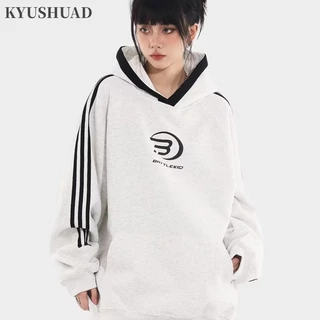 Kyushuad Áo Khoác Hoodie Nỉ Dáng Rộng Kiểu retro Mỹ Cá Tính Cho Nam