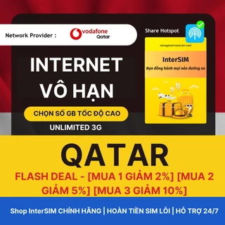 【Sim du lịch Qatar】【Nhà mạng Vodafone】【Internet tốc độ cao 4G / 5G】Giao hoả tốc từ HCM Sim du lịch InterSIM