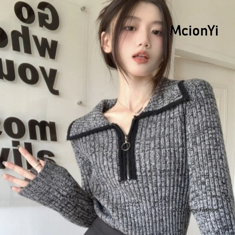 Mcionyi Áo sweater Dệt Kim Tay Dài Kiểu retro Hàn Quốc Thời Trang 2024 Cho Nữ
