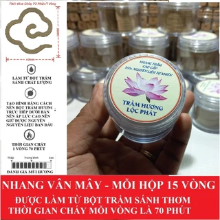 Nhang Trầm Hương Vân Mây Lộc Phát , Làm Từ 100%  Bột Trầm Hương Tự Nhiên, 1 hộp 15 vòng