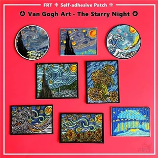 ☸ Sticker Dán Tường Tự Dính Hình van gogh - the starry night / Hoa Hướng Dương ☸ 1 Miếng Dán Ủi Lên Quần Áo / Túi Xách Bằng Sắt diy