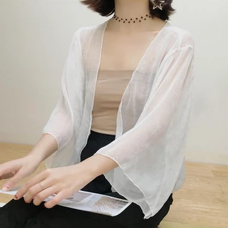 Áo Khoác Cardigan Chiffon Mỏng Dáng Ngắn Thời Trang Mùa Hè Mới Cho Nữ