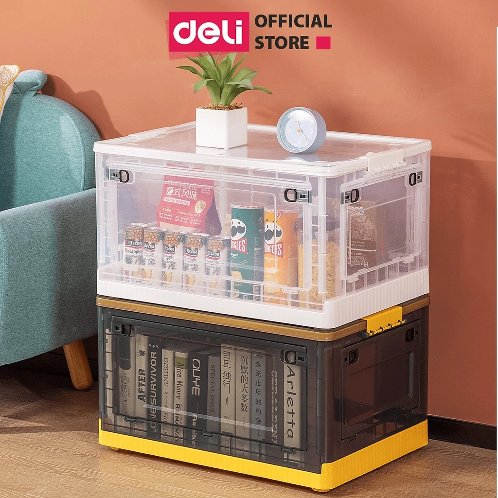 Hộp Đựng Đồ Có Bánh Xe Cỡ Lớn 28L/55L/86L DELI Dễ Xếp Chồng Tháo Lắp- Thùng Nhựa Đồ Chơi