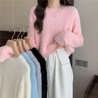 Áo sweater Dáng Ngắn Màu Hồng Thời Trang Mùa Thu Mới