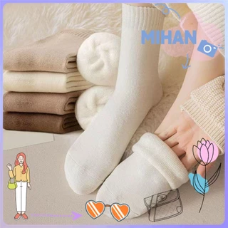 Mihan1 Đôi Vớ Dày Giữ Ấm Mùa Đông Bằng Len polyester Ống Trung Bình Đi Tuyết Không Đường May