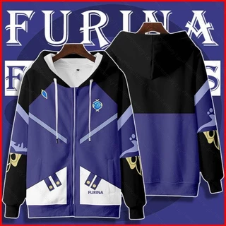 Áo Khoác Hoodie Hóa Trang Nhân Vật Furina Focalors 3D Trong Anime Genshin Va Chạm Thời Trang Thường Ngày