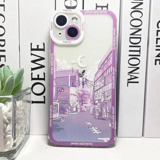 Ốp lưng iphone samsung xiaomi oppo cạnh vuông Nghệ Thuật 1 Góc Thành Phố Anime Tokyo Nhật Bản 2 dìa ốp trong