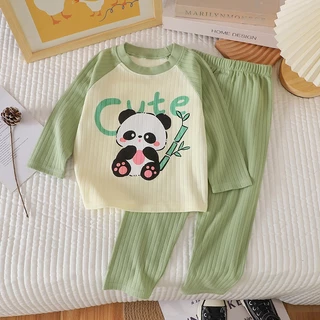 Bộ Đồ Ngủ Pijama Tay Dài In Họa Tiết Hoạt Hình Dễ Thương Cho Bé