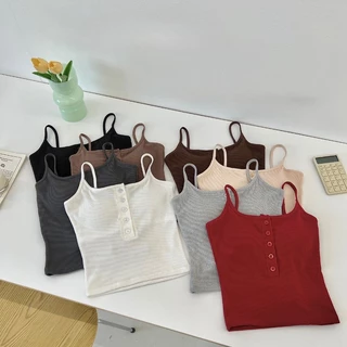 Áo tank top 2 Dây Cổ Hở Có Mút Đệm Thời Trang Mùa Hè Quyến Rũ Cho Nữ