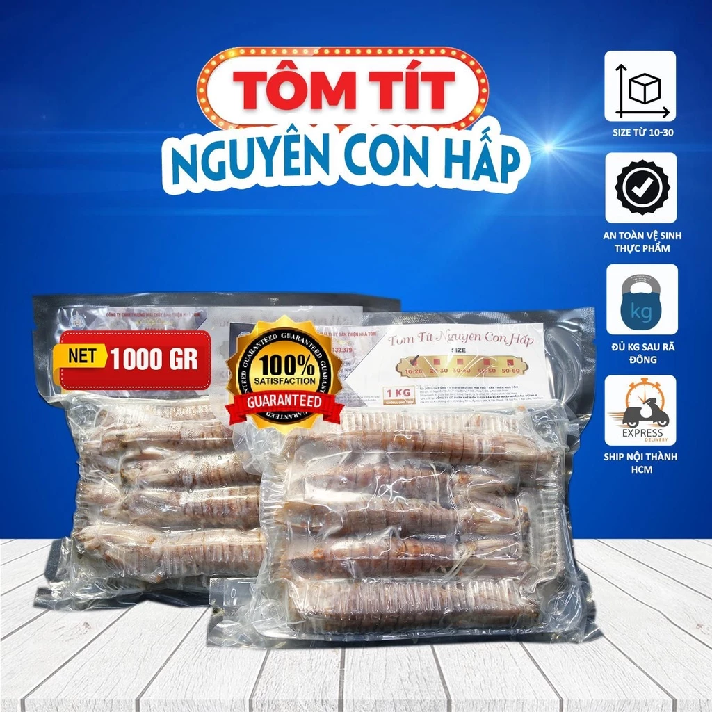 Tôm tít nguyên con hấp Thiện Nhà Tôm hộp 1KG giao nhanh siêu tốc HCM