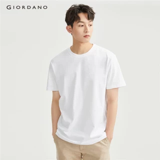 Áo thun nam GIORDANO cotton cổ tròn tay ngắn màu trơn 01023419