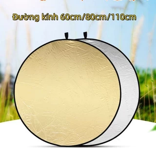 Tấm hắt sáng, tấm phản quang tròn 60cm/80cm/110cm 2 màu trong 1 vàng/bạc dùng tăng sáng cho chụp hình-BOMME