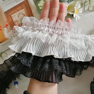 Dải Dây Ren Màu Trắng Đen Co Giãn Dùng Trang Trí Thủ Công Phong Cách lolita