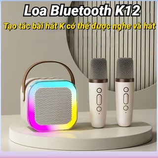 |Sản Phẩm Mới Ra Mắt Năm 2023|Loa Bluetooth Mini LAMJAD Karaoke Loa Bluetooth Gia Đình Có Đèn LED Dễ Thương-Hai Micro