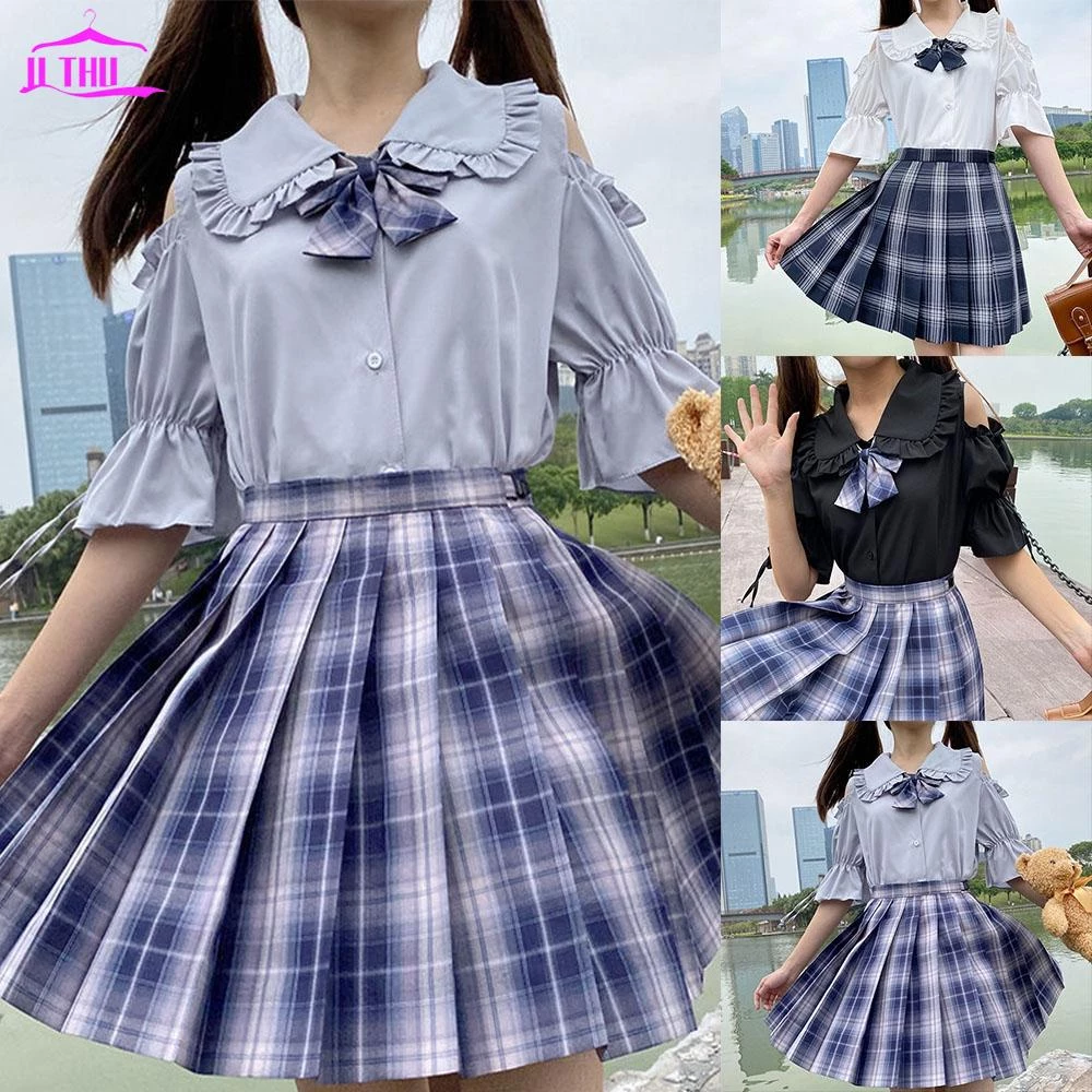 【UTHU】Summer Girls Student Tops with Cute Collar and Short Sleeves in Lolita Style