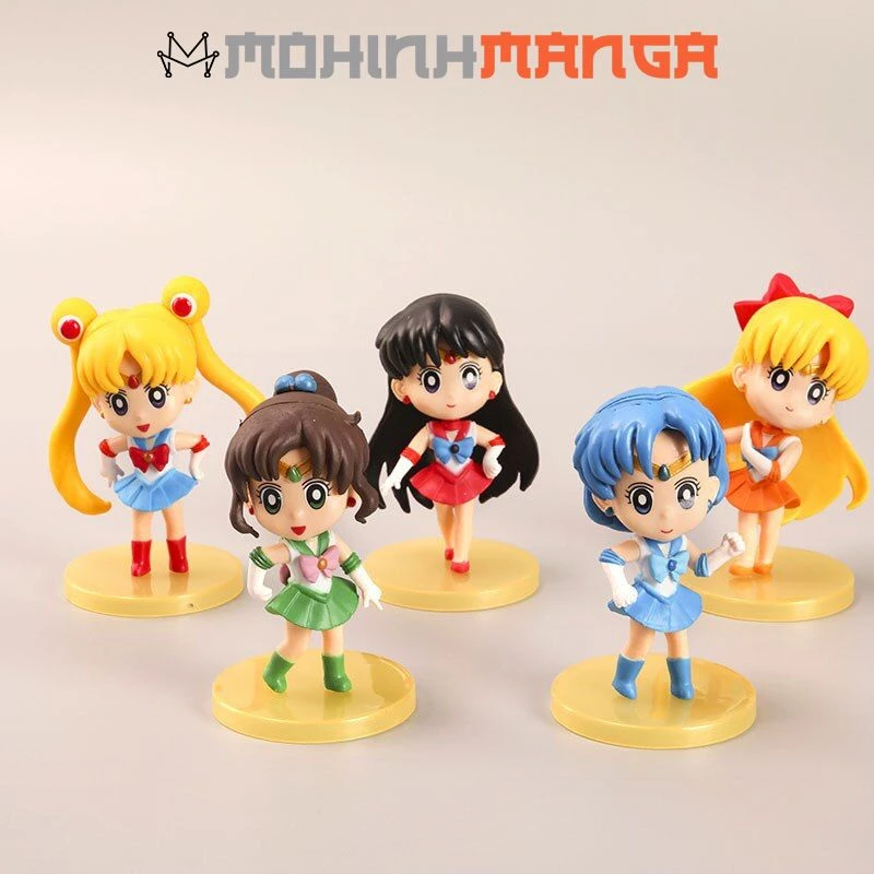 Mô hình chibi 5 nhân vật thủy thủ mặt trăng Sailor Moon Usagi Ami Rei Makoto Minako Mamoru Setsuna Michiru Haruka