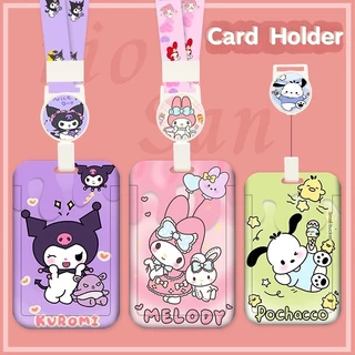 SANRIO Dễ Thương Ví Đựng Thẻ Hình kuromi Có Dây Đeo Thu Gọn Được Giá Đỡ